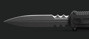 This 8.9" dagger spear point knife with 3.89" blade features double-action out-the-front automatic from side fire release button for quick opening and is ambidextrous for right or left handed use.