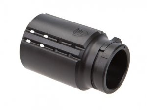 The Fortis Control Shield is designed to push the noise forward for combative situations or even for simple range use, while the top ports keep the muzzle device flat on target.