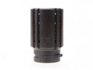 The Fortis Control Shield is designed to push the noise forward for combative situations or even for simple range use, while the top ports keep the muzzle device flat on target.