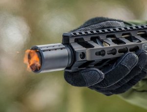 The Fortis Control Shield is designed to push the noise forward for combative situations or even for simple range use, while the top ports keep the muzzle device flat on target.