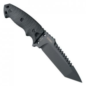 This 10.5" knife with 5.5" tanto blade features broad rear saw teeth and includes an automatic retention sheath.