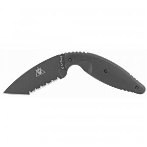 This 7.5" knife with 3.6" blade features a serrated cutting edge to easily cut looped and synthetic materials.