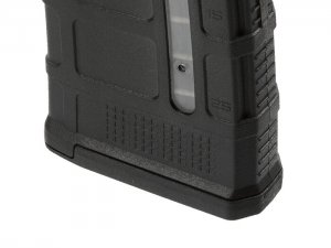 30 round magazinefor AR compatible weapons with transparent window for round identification.