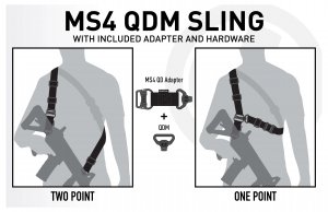 Quickly reconfigurable between one-point and two-point operation with included factory-installed Magpul QDM quick-disconnect swivels. 