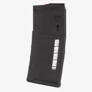 A 25-round 7.62x51 NATO (.308 Winchester) AR10 magazine featuring transparent windows to allow rapid visual identification.