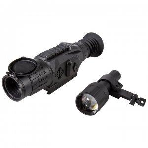 Coupled with its 850nm IR Illuminator, this riflescope employs a 1920x1080 CMOS sensor to detect objects up to 200 yards away at night.