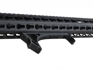 Shooters can apply different techniques to adapt to various scenarios: At the front, a ridged face allows a shooter to brace the rifle without worrying about the grip moving around. At the rear of the grip, the curve can be used as a hand stop.