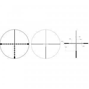 Second focal plane (SFP) riflescope with BDC target holds, 30mm tube, matte black color and capped adjusters.