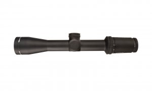 Second focal plane (SFP) riflescope with BDC target holds, 30mm tube, matte black color and capped adjusters.