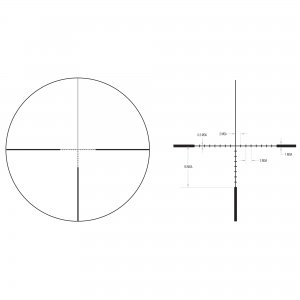 Second focal plane (SFP) riflescope with BDC target holds, 30mm tube, matte black color and capped adjusters.