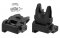 Match set of spring loaded AR-15 flip up front and rear sights. Spring-loaded posi-lock push button activation automatically deploys sight tower and prevents sight tower from collapsing when deployed.